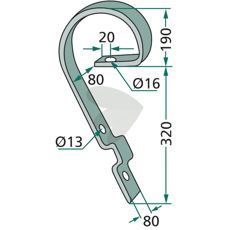 CB 80x320mm slæbebalkstift med hul 13/16mm, robust og pålidelig.