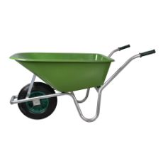Grøn plasttrillebør 100 liter, perfekt til effektiv transport.