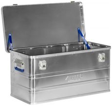 Stor opbevaringskasse af aluminium, 93L, til effektiv systematisk opbevaring.