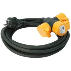 5m forlængerkabel i gummi, 3-delt og designet til 230V tilslutning.