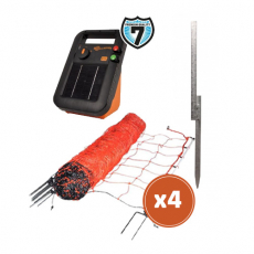 Fårenetpakke med aggregat og stativ til sikker indhegning af får.