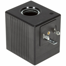 24V solenoid med 3/8" tilslutning, anvendelig i forskellige maskiner.