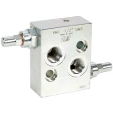 Dobbelt overtryksventil til effektiv trykregulering i traktorer og landbrugsmaskiner.