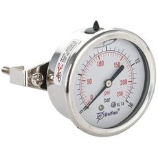 Manometer 16Bar, 63mm, bagmontering, fremragende til lettere applikationer.