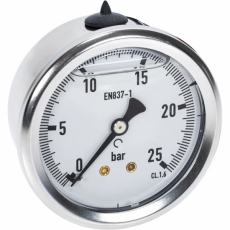 Manometer 25Bar, 63mm, bagmontering, perfekt til mellemtryksmåling.