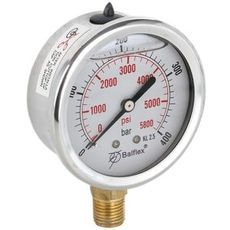 Manometer 400Bar, 63mm, bundmontering, til højtryksapplikationer.