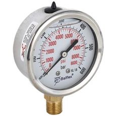 Manometer 600Bar 63mm til bundmontering med 1/4 Bsp tilslutning.