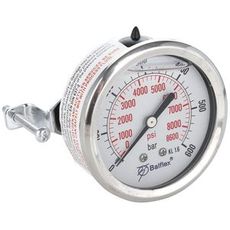Manometer 600Bar 63mm til bagmontering med 1/4 Bsp tilslutning.