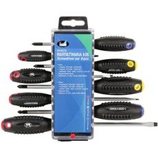 Praktisk skruetrækkersæt med otte værktøjer til alsidige projekter.