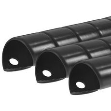 Sæt med tre sorte beskyttelsesspiraler, 16 mm, 1 meter lange, der beskytter ledninger.