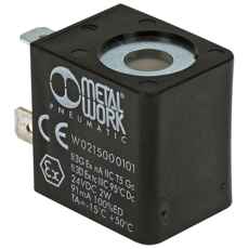 Kompakt 24V solenoid med 2W, designet til specifikke maskinapplikationer.