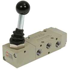 Ventil 5/2 1/8 med 90 grader fjernbetjening til præcisionsarbejde.