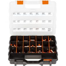 R-koblinger sæt i messing til push-in systemer, perfekt til forskellige applikationer.