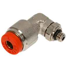 Vinkelkobling udv Push-In forbindelser 6mm-M5 til fleksibilitet i rørsystemer.