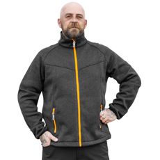 Strikket fleecejakke Antigor grå/orange, gør dig synlig og varm.