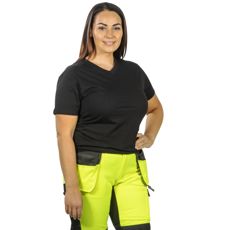 T-shirt Rilla dame med V-hals i sort farve, perfekt til afslappet stil.