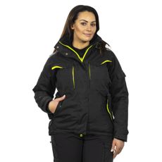 Vinter damejakke Fey i sort og gul, stilren og varm til kolde vinternætter.