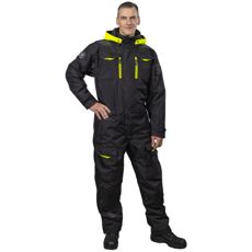 Vinterheldragt Falcon i sort og gul, stilfuld og funktionel til alle sæsoner.