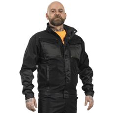 Sort arbejdsjakke i Henrik-model, perfekt til brug i hårde miljøer.