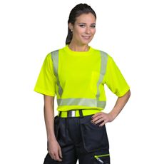 Gul teknisk T-shirt Kl2 EN20471 af høj kvalitet, perfekt for synlighed.