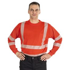 Rød langærmet advarselsskjorte Titan Kl2 for sikkerhed og synlighed.