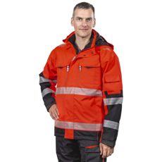 Vinter Varseljakke Anton Kl2 i rød og sort farve.