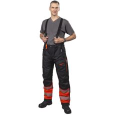 Røde og sorte vinterbukser, der tilbyder både stil og varme.