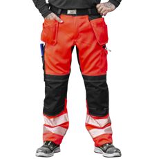 Bukser Stretch Triton i rød og sort med søm lommer.