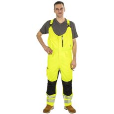 Selerbukser i gul/sort med varselkomponenter, perfekt til sikkerhed og komfort på arbejdet.