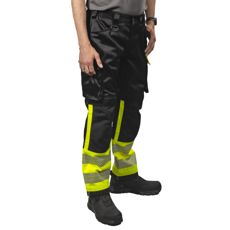 Advarselsbukser i gul og sort fra Greyson, designet til sikre arbejdsforhold.