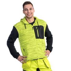 Indium fleecejakke i gul og sort, trendy og varmende til udendørsaktiviteter.