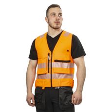 Tyson Kl1 orange håndværksvest, designet til sikkerhed og synlighed.