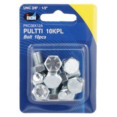 En galvaniseret bolt UNC 3/8 X 1/2" til reparation og konstruktion, pakke med 10 stykker.