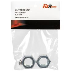 To galvaniserede aflåsemøtrikker Unf 3/4", perfekt til pålidelige og robuste projekter.