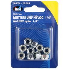 Galvaniseret 1/4" Nyloc-møtrik, 10 stykker for stærke og sikre forbindelser.