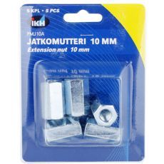 Forlængermøtrik M10 for sikkerhed og holdbarhed, pakke med 5 stk.