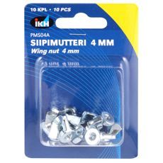 Sæt med 10 vinge møtrikker M4, perfekt til forskellige monteringsbehov.