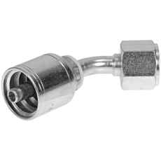 Jic slangeforbindelse 3/4-3/8 med 45 graders lige indvendig gevind, optimal til stramme installationer.