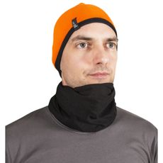 Lex vendbar hue i orange og sort, alsidig og modebevidst.