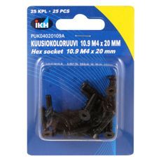 Unbrakoskrue M4X20 10.9 25st, stærk og holdbar i sænket design.