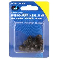 Stærke unbrakoskruer M5X10 af type 10.9, i pakning af 25, til holdbare konstruktioner.