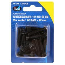 Unbrakoskrue M5X30, 25 stykk, 10.9 hårdhed og sænket ifølge Din7991.