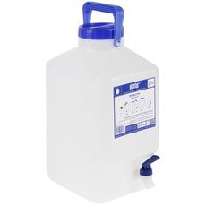 Vandkar med 10 liters kapacitet og hane, praktisk til vanding.