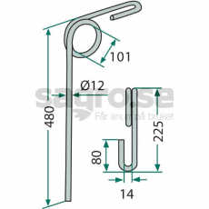 Efterslakke pind 12X480 Väderstad, optimerer efterslukkens effektivitet.