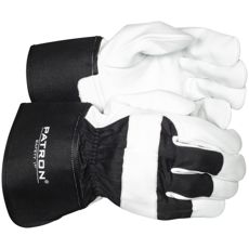 Slidstærke skindhandsker med sikkerhedsmuffe, perfekte til et sikkert arbejdsmiljø.