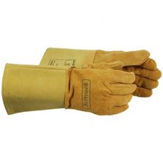 Sikkerhedslæderhandsker til svejsere, størrelse XXL for god pasform.