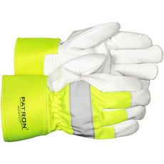 Hi-Vis læderhandsker med beskyttelseskrave, perfekte for synlighed og tryghed.