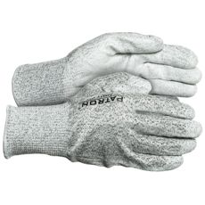 Arbejdshandsker med PU-belægning og skærebeskyttelse niveau 3, perfekte til hektiske miljøer.