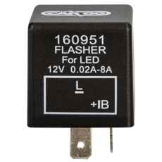 Effektivt 2-polet LED-blinkrelæ til 12V systemer, lang levetid og lavt forbrug.