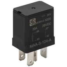 Mikrorelæ 4-polet til 24V og 35A, egnet til forskellige elektriske systemer.